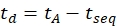Time delay equation, \(t_d = t_A - t_{\text{seq}}\), used in transient absorption studies.