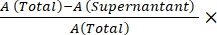 protein purification efficiency equation, A(total)-A(supernatant)/A(total), scientific data analysis