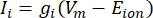 figure-introduction-8 Ionic current formula, Ii=gi(Vm−Eion), equation for membrane potential analysis.