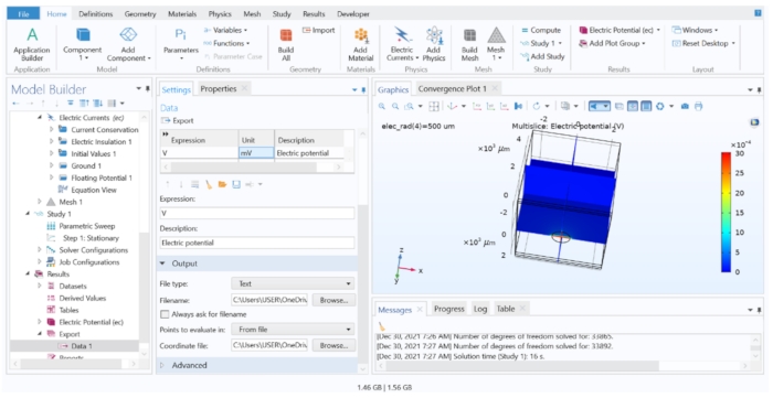 Static equilibrium analysis, electric potential diagram, COMSOL simulation, electric field modeling.