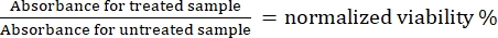 Absorbance ratio formula for cell viability shown in an experimental results diagram.