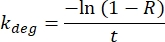 figure-results-1 Static equilibrium, decay rate equation \( k_{deg} = \frac{-\ln(1-R)}{t} \), formula representation.