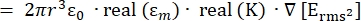 Electromagnetic absorption formula; equation for optical excitation analysis in experiments.