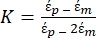 Mechanical deformation formula K; symbol equation for stress analysis in materials science.
