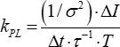 k_PL formula for photoluminescence kinetics, depicting equations and symbols in scientific research.