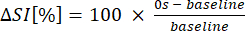 ΔSI[%] formula for spectral intensity change calculation method, relevant for optical studies.