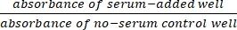 Serum absorbance ratio formula, lab experiment, optical analysis.