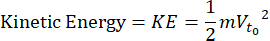 Kinetic energy equation KE=0.5*m*Vt0^2; physics formula; educational diagram.