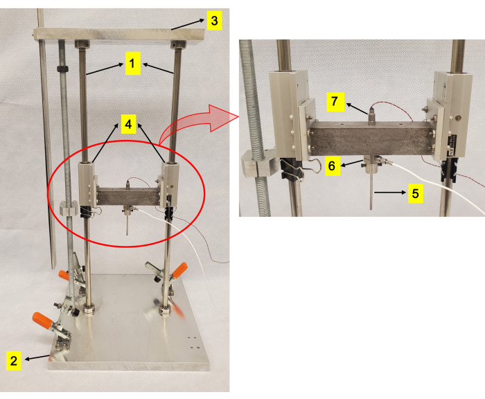 figure-results-1 Static equilibrium setup with support rods diagram; mechanical stability analysis apparatus.