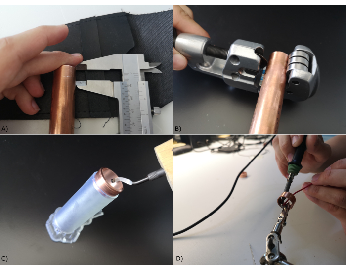 figure-introduction-8 Copper pipe preparation and measurement; caliper usage, cutting, polishing, soldering for experiments.