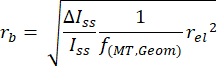 rb formula calculating equilibrium stability, involving ΔIss over Iss in scientific equation.
