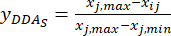 Equation illustrating dynamic data analysis normalization formula.