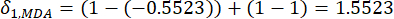 figure-protocol-11 Equilibrium equation δ₁MDA=1-(0.5523)+(1-1)=1.5523 with static analysis.