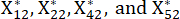 Equations for statistical analysis parameters diagram; X variables with subscripts and superscripts.