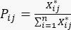 Probability equation Pij with summation Σ, showcasing statistical distribution formula.