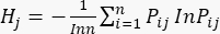 Information theory equation H<sub>j</sub>; formula for entropy, statistical method.