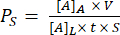 Permeability calculation equation for chemical analysis; formula for diffusion rate analysis.