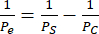 Equilibrium equation for system pressure in pressure-volume analysis, formula: 1/Pe=1/Ps-1/Pc.