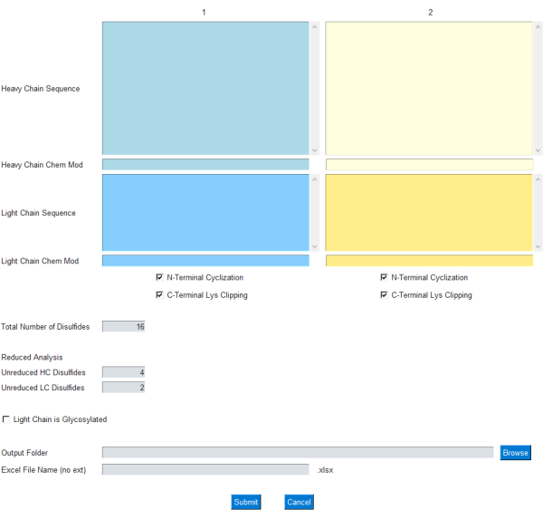 figure-introduction-1 Protein analysis method: disulfide mapping software interface with chemical modification options.