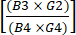 Static equilibrium; ratio formula [(B3×G2)/(B4×G4)]; mathematical expression; educational use.