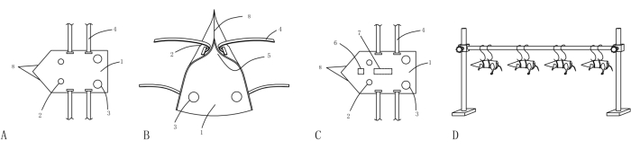 Mechanical joint diagrams; labeled components, structure design comparison, engineering analysis.
