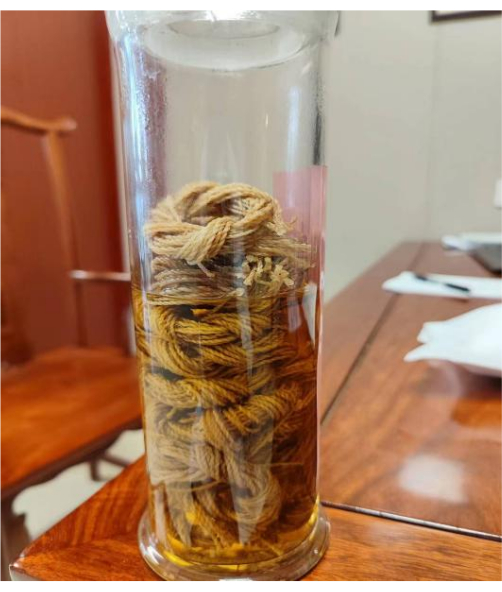 Textile dyeing process, skein immersed in solution, chemical reaction experiment, research method.