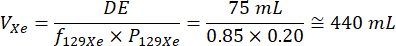 figure-protocol-2 ### Alt Text
Equation for V_xe calculation in physical chemistry, showing volume estimation using DE, f_129xe, P_129xe.