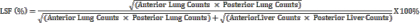 Lung shunt fraction calculation formula, anatomy-based, equation for medical imaging analysis.