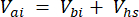 Electrical potential equation, Vai=Vbi+Vhs, related to voltage analysis in circuit diagrams.