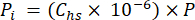Equation for calculating partial pressure; formula Pi = (Chs × 10^-6) × P