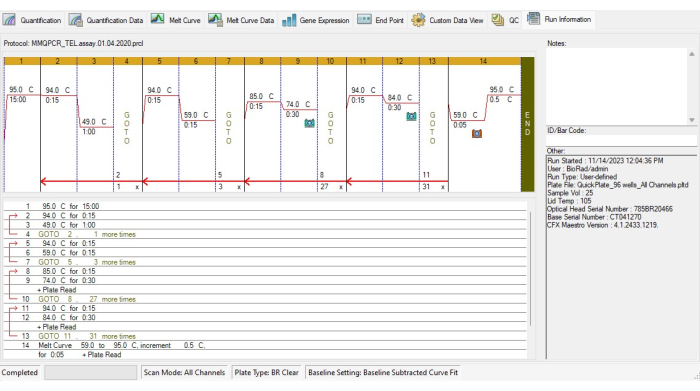 PCR thermal cycle diagram; temperature profile with denaturation, annealing, extension phases.