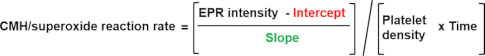 figure-results-5 CMH/superoxide reaction rate formula, EPR intensity calculation, equation diagram.