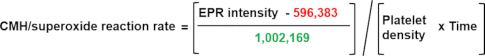 figure-results-6 CMH/superoxide reaction rate formula; EPR intensity; platelet density; time; scientific diagram.