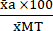 Equation for calculating reaction yield, showing percentage formula, educational diagram.
