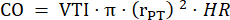 Cardiac output equation, CO=VTI⋅π⋅(rPT)²⋅HR, related to cardiovascular analysis.
