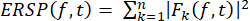 ERSP equation in frequency-time for spectroscopic data analysis, showing summation formula.