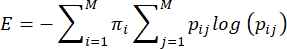 Entropy formula; Σ and log symbols; information theory; mathematical equation; research analysis.