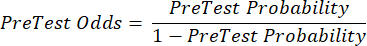PreTest Odds formula; probability equation; statistical analysis; method diagram for research use.