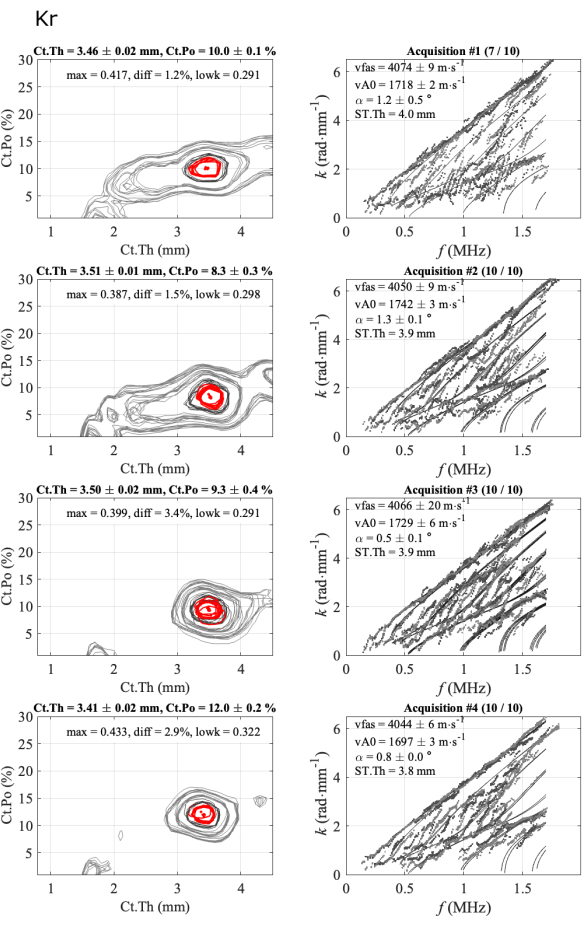 Kr static equilibrium; contour diagrams and frequency analysis graphs; material porosity results.