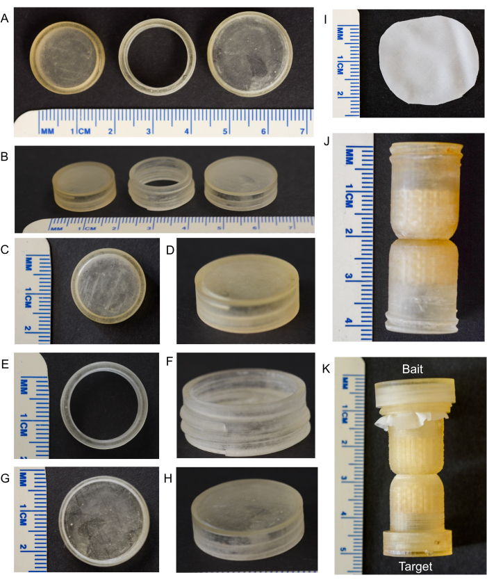 figure-protocol-1 3D-printed model assembly components with metric scale for experimental setup measurement.