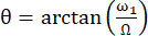 Static equilibrium equation, θ = arctan(ω₁/Ω), mathematical formula, educational concept.
