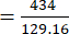 Equation showing the division of 434 by 129.16, resulting in scientific calculation analysis.