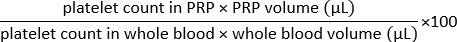 Platelet concentration formula, ratio diagram for platelet-rich plasma analysis, blood analysis method.
