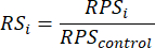 RS equation for relative performance; mathematical formula in scientific research analysis.