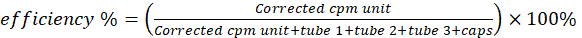 Efficiency calculation formula, corrected cpm unit, chemical experiment analysis.
