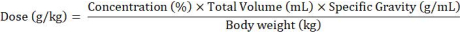 Dose calculation formula; equation for medication dosing based on concentration, volume, and weight.