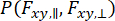 Polarization probability equation, \(P(F_{xy,\parallel}, F_{xy,\perp})\), relevant for electromagnetism.