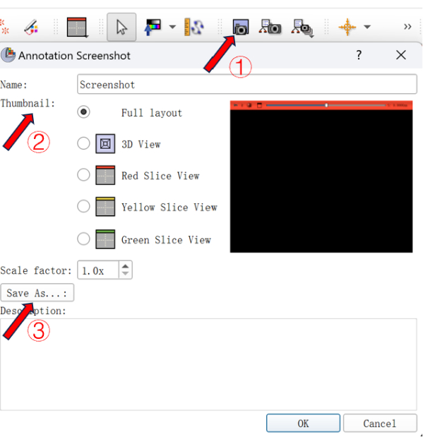 figure-protocol-8 Annotation interface, screenshot tool setup with options for layout selection and saving instructions.