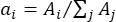 static equilibrium equation, \( a_i = A_i/\sum_j A_j \), mathematical formula