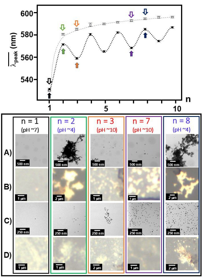 figure-results-5 Chromatography results; nm scale diagram; pH variation effect; peak lambda data at multiple n values.